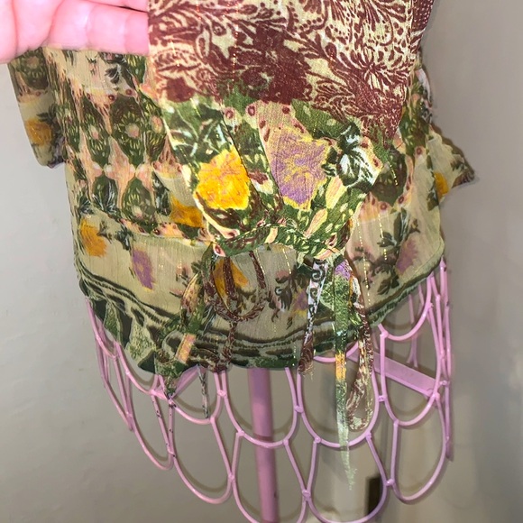 Pore Oxygen Women's Embroidered Blouse Green Multi- Small - Picture 8 of 9